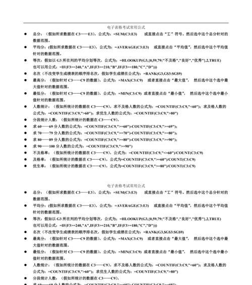 常用表格函数公式大全（提升Excel数据处理效率）  第1张