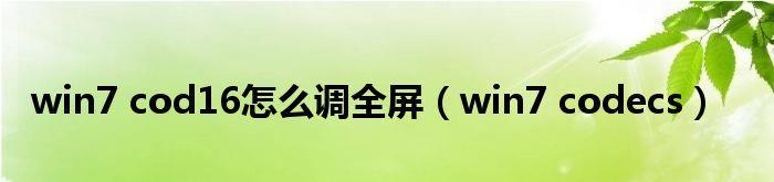 Win7游戏全屏设置指南（如何设置Win7游戏全屏模式）  第3张